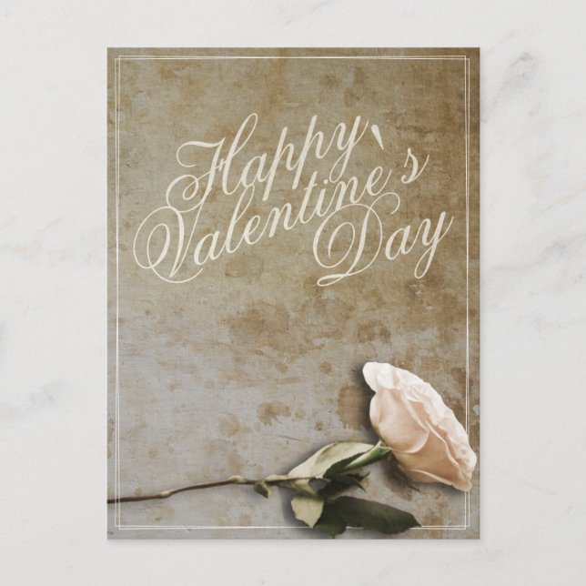 Postal Feliz día de San Valentín con Rosa (Anverso)