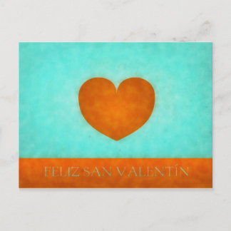 Postal Feliz Día de San Valentín. Corazón Naranja Postal.