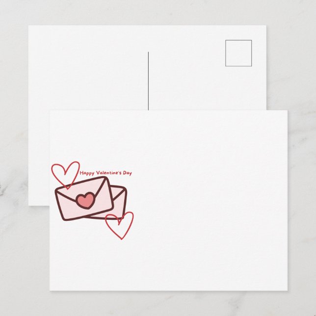 Postal Feliz Día de San Valentín Corazón Rojo (Anverso / Reverso)