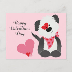 Postal Feliz Día de San Valentín Corazones de cachorro ro