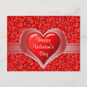 Postal Feliz día de San Valentín Corazones Rojos de Fiest