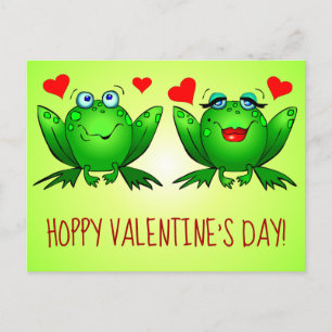 Postal Feliz día de San Valentín divertido ranas de dibuj