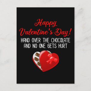 Postal ¡Feliz día de San Valentín! Entrégame el chocolate