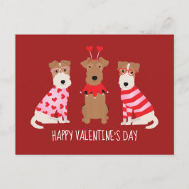 Postal Feliz Día de San Valentín galés Wire Fox Terrier D