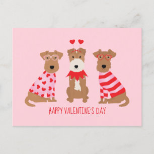 Postal Feliz Día de San Valentín galés Wire Fox Terrier D