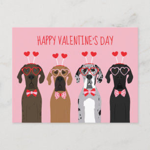 Postal Feliz Día de San Valentín grandes perros daneses