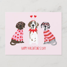 Postal Feliz Día de San Valentín grandes perros daneses
