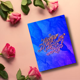Postal Feliz día de San Valentín letra corazón azul