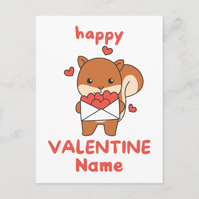 Postal Feliz Día de San Valentín lindo ardilla (Anverso)