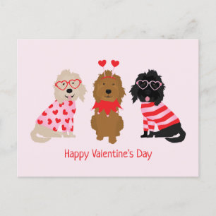 Postal Feliz Día de San Valentín Mini perros dorados