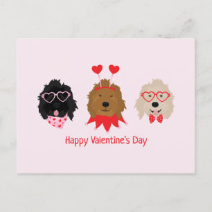 Postal Feliz Día de San Valentín Mini perros dorados