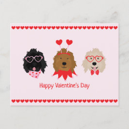 Postal Feliz Día de San Valentín Mini perros dorados