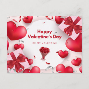 Postal Feliz Día de San Valentín moderno con Calor Rojo