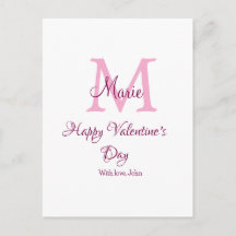 Feliz día de San Valentín monograma nombre rosa am