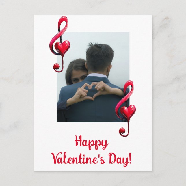 Postal Feliz Día de San Valentín Música de Amor (Anverso)
