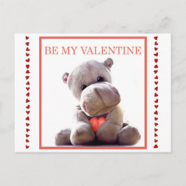 Postal Feliz Día de San Valentín para niños con hipopótam
