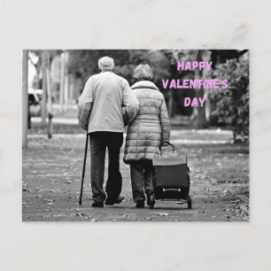 Postal Feliz Día de San Valentín Pareja de ancianos en el