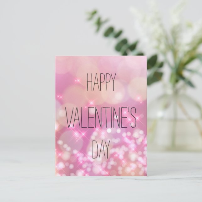 Postal Feliz Día de San Valentín - Parkles rosados (Anverso de pie)