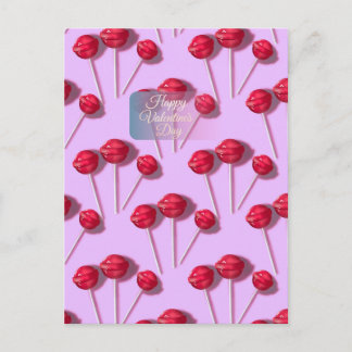 Postal Feliz día de San Valentín Patrón de piruleta rosa