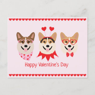 Postal Feliz Día de San Valentín Pembroke Welsh Corgi Per