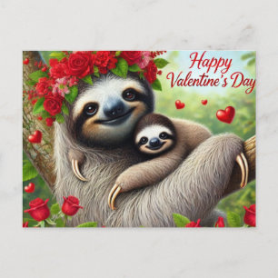 Postal Feliz día de San Valentín Perezoso Lindo