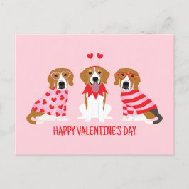 Postal Feliz Día de San Valentín Perros Beagle