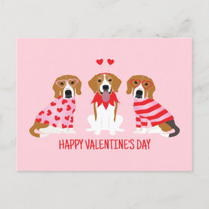 Postal Feliz Día de San Valentín Perros Beagle