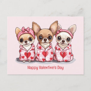 Postal Feliz Día de San Valentín Perros Chihuahua