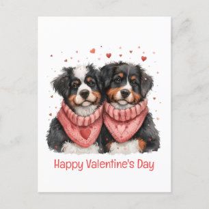 Postal Feliz Día de San Valentín Perros de Montaña Bernes