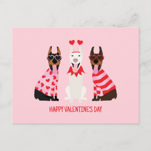 Postal Feliz Día de San Valentín Perros Dobermann