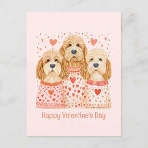 Postal Feliz Día de San Valentín Perros Goldendoodle