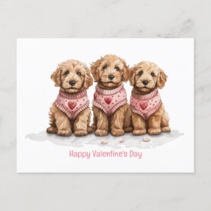 Postal Feliz Día de San Valentín Perros Goldendoodle
