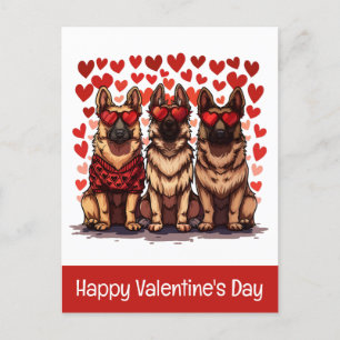 Postal Feliz Día de San Valentín Perros Pastores Alemanes