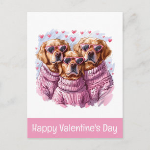 Postal Feliz Día de San Valentín Perros recuperadores de 
