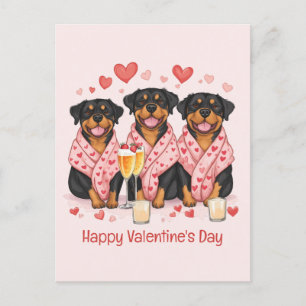 Postal Feliz Día de San Valentín, perros Rottweiler