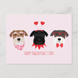 Postal Feliz Día de San Valentín Perros Schnauzer