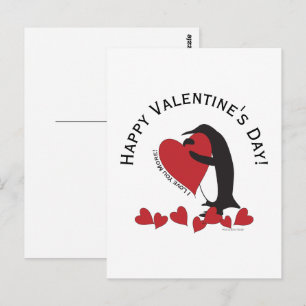 Postal Feliz día de San Valentín! Pingüino y Corazón Rojo