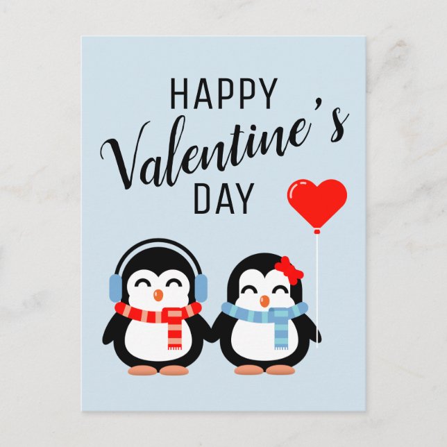 Postal Feliz Día de San Valentín | Pingüinos De Cutie Pie (Anverso)
