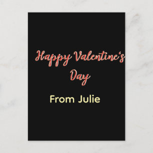 Postal Feliz día de San Valentín rojo negro de nombre ele
