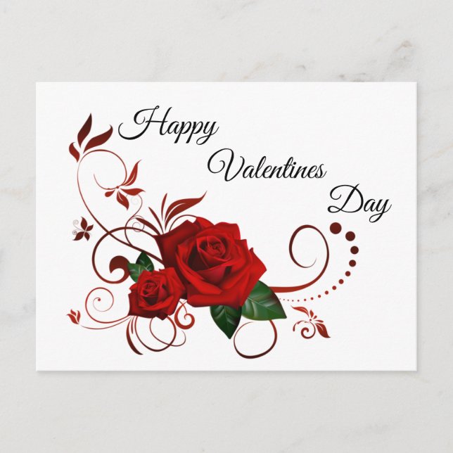 Postal Feliz Día de San Valentín Rosas Rojas (Anverso)