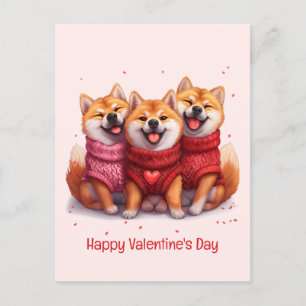 Postal Feliz Día de San Valentín Shiba Inu Perros