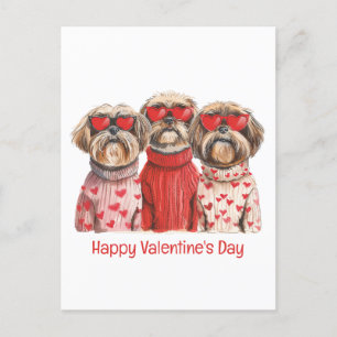 Postal Feliz Día de San Valentín Shih Tzu Dogs