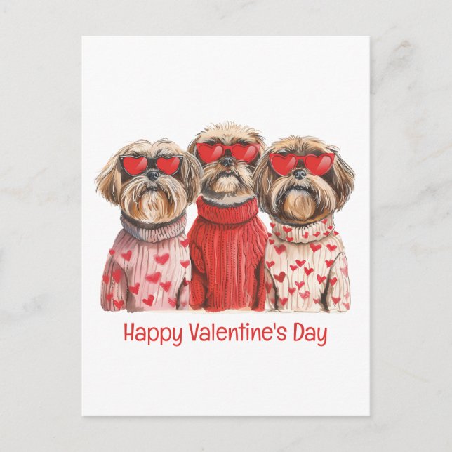 Postal Feliz Día de San Valentín Shih Tzu Dogs (Anverso)