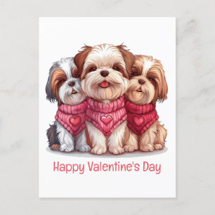Postal Feliz Día de San Valentín Shih Tzu Dogs