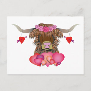 Postal Feliz Día de San Valentín vaca