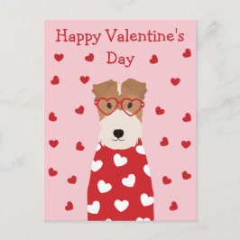 Postal Feliz Día de San Valentín Wire Fox Terrier Dog