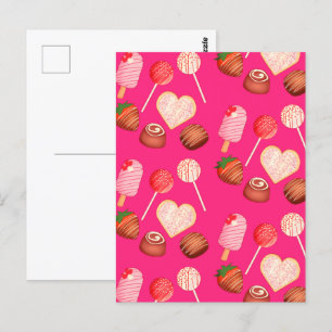 Postal Feliz Día de San Valentín y patrón de dulces