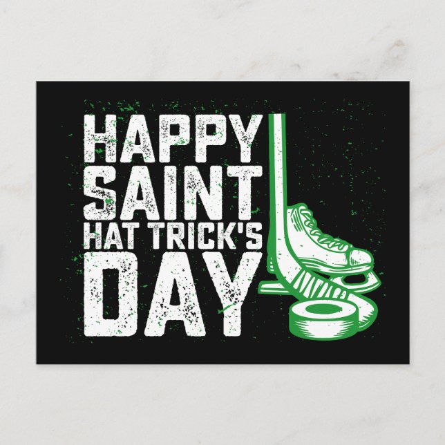Postal Feliz Día de Santa Gorra Trick's Day Hockey sobre  (Anverso)