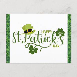 Postal Feliz Día de Santo Patrocinador Green Shamrock