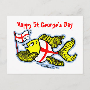 Postal Feliz Día de St Georges personalizado  bandera ing